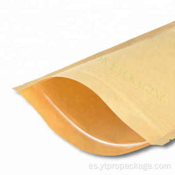 Bolsa de papel kraft con cremallera de plástico de calidad alimentaria con ventana